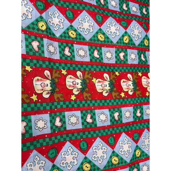 Whimsical Christmas Reindeer Hearts Cotton Fabric 1/2 yard x 58" Craft Quilting - Picture 2 of 9
